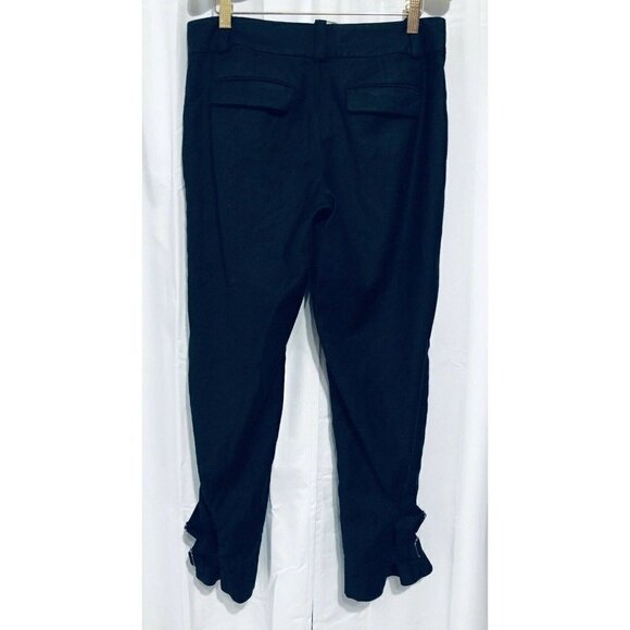 Ann Taylor Womens Size 2 Black Virgin Wool Capri Pants Zipper Buckle Ankle - Picture 4 of 5